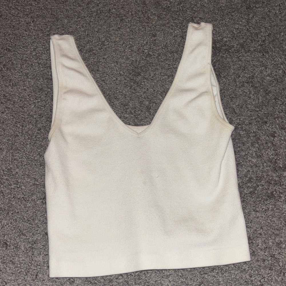 Women's Cream cropped Tank Top
